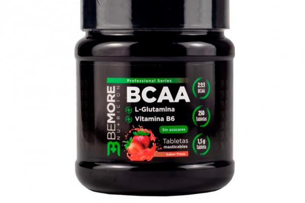 BCAAS + Glutamina Masticable Fresa (250 Comprimidos)