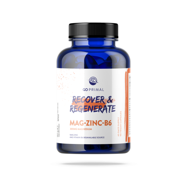 GoPrimal Magnesio, Zinc y B6 Regenera & Protégete (90 Cápsulas Veg.)