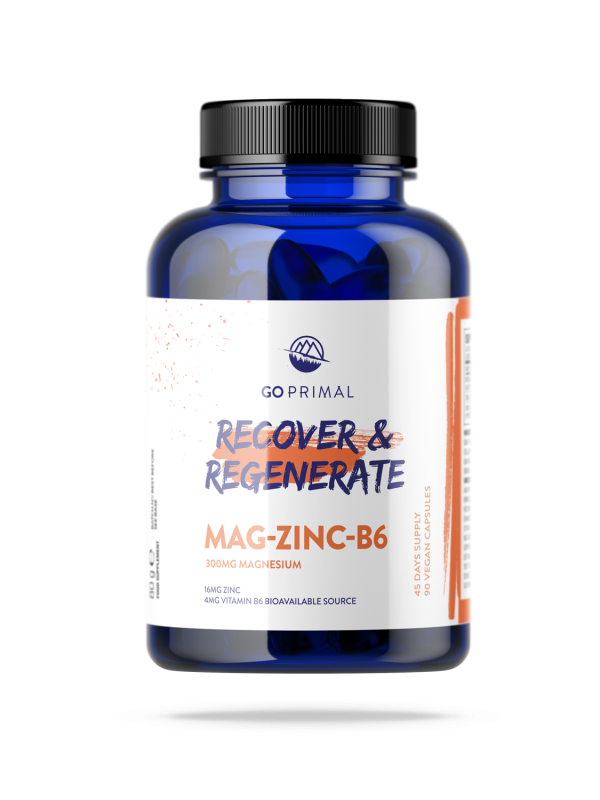 GoPrimal Magnesio, Zinc y B6 Regenera & Protégete (90 Cápsulas Veg.)